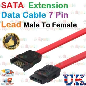 Cable de datos de extensión SATA macho a hembra 7 pines plomo 50 cm ssd disco duro Reino Unido - Imagen 1 de 10