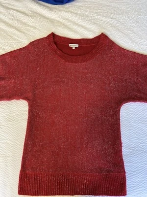 Moda Bug Rojo Cuello Redondo Manga Corta Brillo Suéter Mujer Talla S Foto 1 de 4