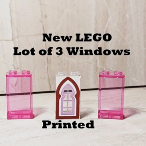 New LEGO Window Set Pink Clear Printed Frame Princess Castle Trans Pink Clear - Picture 1 of 1