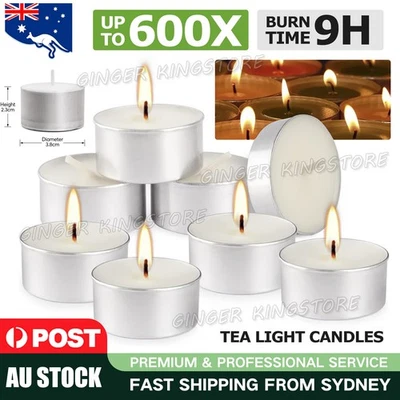 50-600x Tea Light Candles 9 Hour Tealight Candle Tea Lights Tealights White AU - image 1 of 4