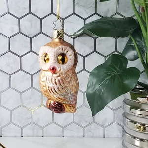 Inges Weihnachten Erbstücke Handarbeit Glas Eule Ornament Germany  - Bild 1 von 15