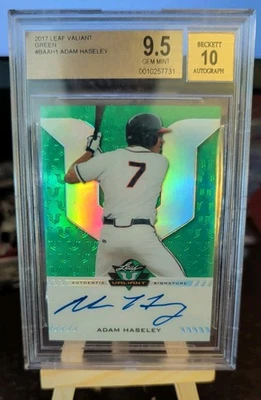 2017 Leaf Valiant Draft - Adam Haseley #BA-AH1 Green /99 (AU, RC) - Image 1 of 3