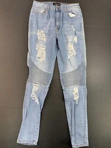 Fashion Nova Gr. 15 Extra High Rise Super Skinny Jeans Stretch Distressed - Bild 1 von 11