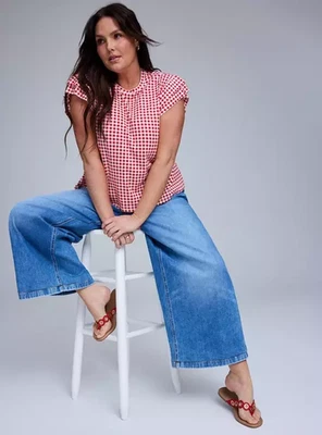 Torrid Women’s Size 3 (22-24) Belle Isle Gingham Crew Tank Red White - Image 1 of 4