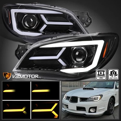 Fits 2006-2007 Subaru Impreza WRX STi Projector Headlights LED Sequential Tube - Image 1 of 4