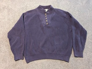 Vintage LL Bean Sweater Womens XL Purple Henley Knit 90s Made In USA - Picture 1 of 7