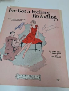 I've Got a Feeling I'm Falling Sheet Music Santly Bros Inc Ukulele Banjo Accompa - Picture 1 of 2