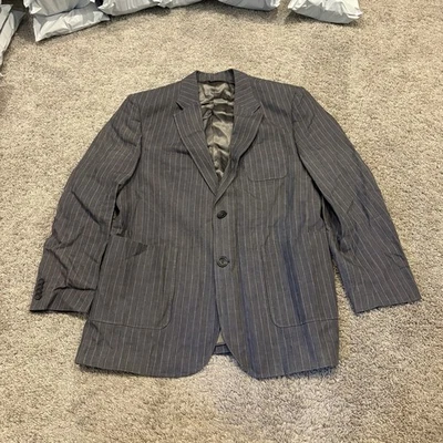 Chaqueta Abrigo Punto Banana Republic Hombre 44s Gris 100% Lino Dos Botones Rayas Cortas Foto 1 de 4