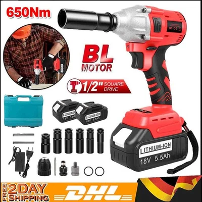 650NM Akku Schlagschrauber Akkuschrauber 1/2" Schrauber Ratsche Für Makita 18V - Bild 1 von 4
