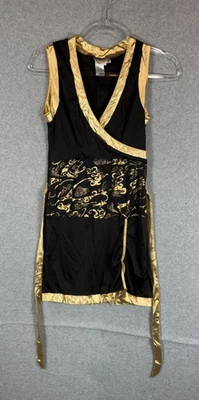 Vestido Alexa Para Mujer Mediano Negro Dorado Asiático Dragón Envolvente Disfraz Sin Mangas 32 pulgadas Foto 1 de 4