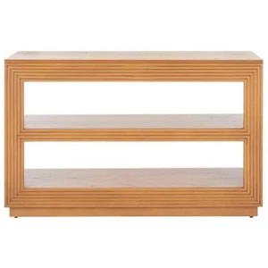 Ines 14.96 in. Natural Rectangle Wood Console Table with Shelf - Picture 1 of 7