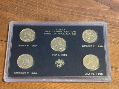 Moedas de vinte e cinco centavos de ouro em perfeito estado edição inaugural First Strike Philadelphia 1999 - Imagem 1 de 4