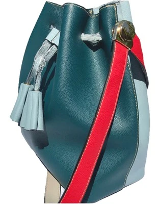 MFK коллекции Mia K сумка с короткими ручками ведро сумка и кошелек с ремешком веганской кожи синий красный сумочка с Ярлыками - Изображение 1 из 4