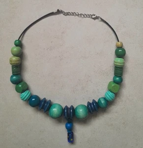 Wooden bead necklace statement jewellery - Picture 1 of 1