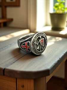 Herrenring Wappen Tempelschild Chirurgenstahl Größe 9, 10, 11, 12 - Bild 1 von 4