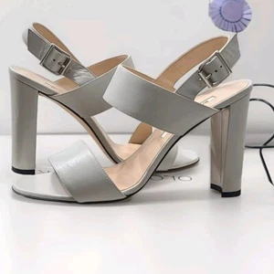 Manolo Blahnik Damen-Sandalen mit zwei Bändern GRAU 39,5 Schuhe - Bild 1 von 13
