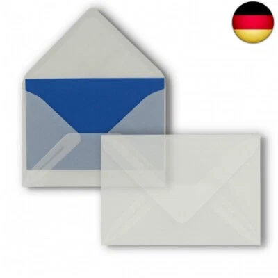 FARBENFROH BY GUSTAV NEUSER 50x Briefumschläge B6-17,5 x 12,5 cm - Transparent - Nassklebung mit spitzer