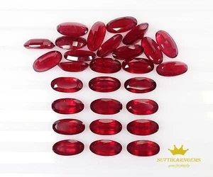 12x6 MM 2 Pcs Natural Red Ruby Oval Cut Glass Filled Loose Gemstone Lot 6.20 Ct - Picture 1 of 3