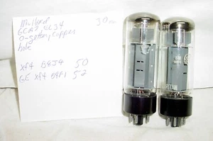 Matching Pair Mullard 6CA7 EL34 Tubes xf4 B8 Blackburn O Getter Copper - Picture 1 of 8