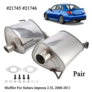 Pair of Stainless Steel Mufflers For Subaru Impreza 2.5L 2008-2011 #21745 #21746 - Picture 1 of 14