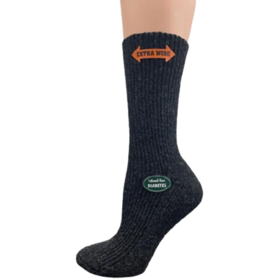 Calcetines de invierno para mujer de pantorrilla extra anchos senderismo al aire libre lana regenerada para diabéticos Foto 1 de 4