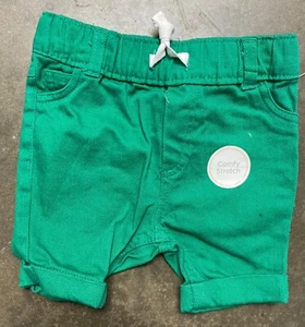 New First Impressions Baby Boys Denim Short Pants, Green Stem, 3-6 Months - Picture 1 of 2