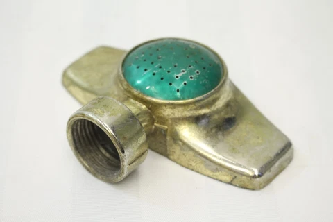 Vintage Sprinkler Hose End W/ Brass & Green Sprayer  Garden Lawn -M96 Cover