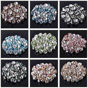 50pcs 10mm Wholesale Crystal  Metal & Rhinestones  Rondelle Loose Spacer Beads