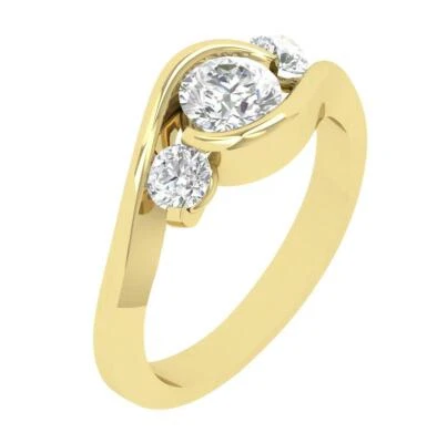 3 Stone Engagement Ring SI1 G Natural Diamond 1.00 Ct 14K Solid Gold Appraisal - Image 1 of 4