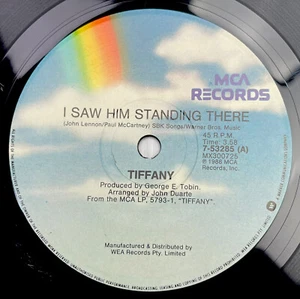 Tiffany I Saw Him Standing There / Mr Mambo Vinyl Record 7” 45 RPM 7-53285 MCA - Picture 1 of 10