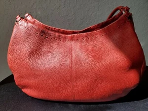 Adrienne Vittadini Red Pebbled Leather Shoulder Handbag Superb Condition - Picture 1 of 7