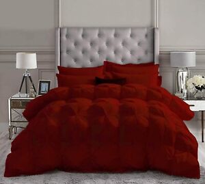 3pc Burgundy  Pleated Oversize King Size 500 GSM Comforter 100% Egyptian Cotton