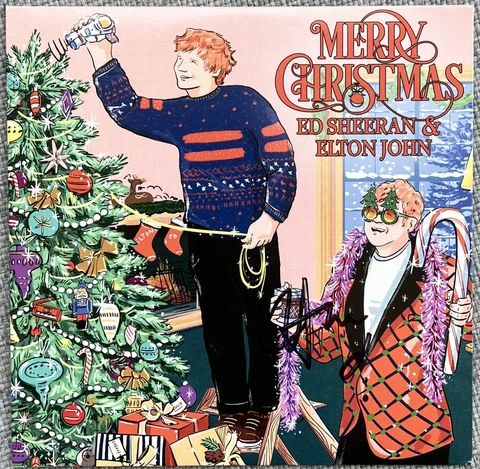 Elton John Signed Merry Christmas CD Cover Sleeve - Authentic, Official Merch Cover