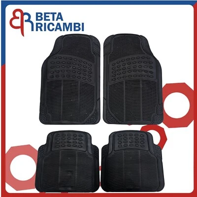 SELEZIONATA DA BT RICAMBI Set Tappetini Tappeti Auto In Gomma Universali Sagomabili Ant Post 4 Pezzi Neri
