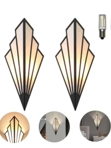 Wall Sconce Set Art Deco Retro Lights Lamps Shell Shape Modern Pair Vintage Look - Picture 1 of 10