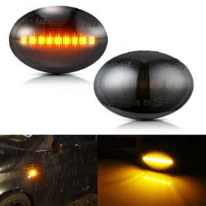 Smoked Lens Amber LED Side Marker Lights For 07-19 Fiat 500 500e 500c Abarth - Picture 1 of 7