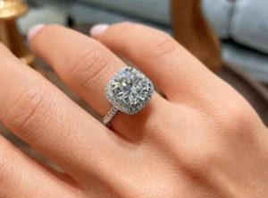 14 Karat Weißgold Damen Ehering 4,10 Karat Lab Created Rundschliff Diamant - Bild 1 von 7