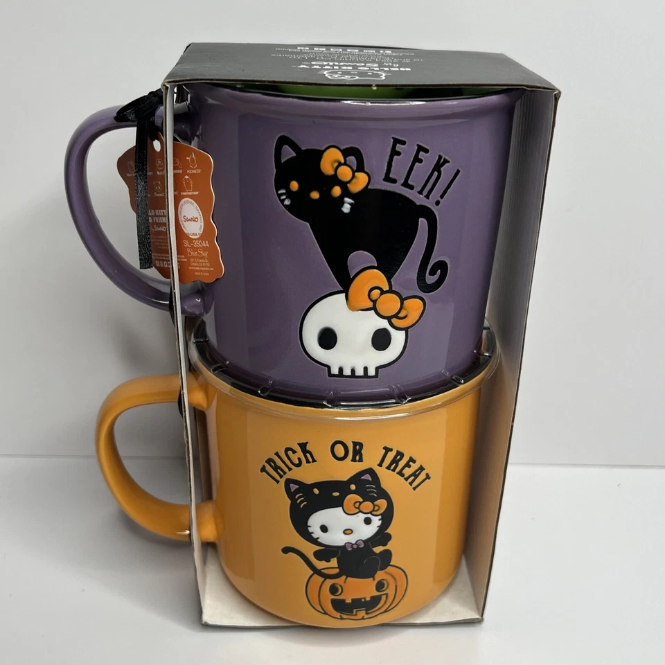 2 Pack Hello Kitty And Friends Halloween Black Cat Mug Cup Set Sanrio