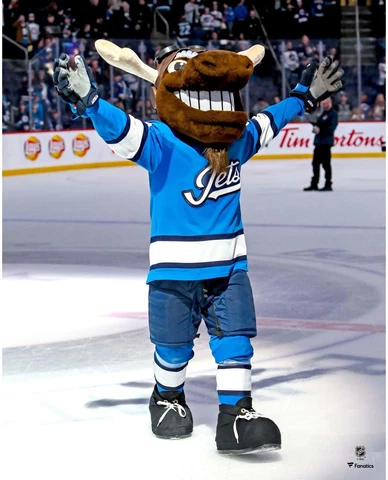 Mick E. Moose Winnipeg Jets Unsigned Win Celebration Photograph Cover
