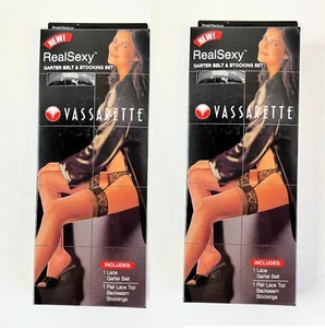 Sexy Spitzenstrumpf & Strumpfgürtel Set Schwarz S/M Vassarette 2-SETS - Bild 1 von 2