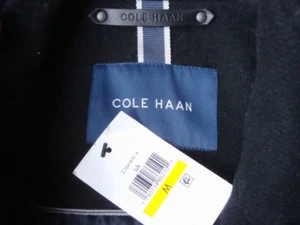 Giacca cappotto da uomo nuova con etichette Cole Haan miscele di lana con cerniera nascosta lunghezza media taglia M - Foto 1 di 11