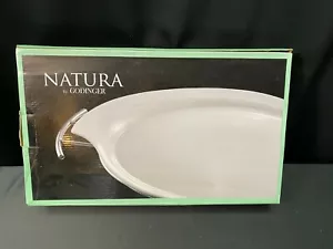 NEW!! Natura by Godinger ~ White / Platinum Handles Serving Tray ~ 11" x 16 1/4" - Picture 1 of 9