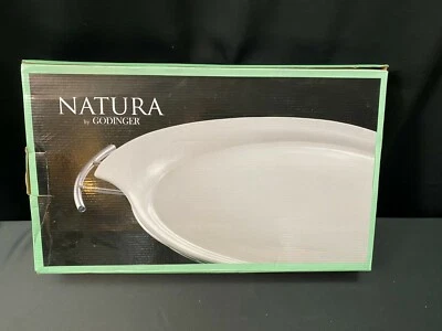 NEW!! Natura by Godinger ~ White / Platinum Handles Serving Tray ~ 11" x 16 1/4" - Image 1 of 4