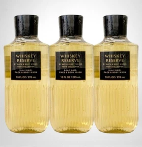 3 BATH & BODY WORKS WHISKEY RESERVE 3 IN 1 HAIR FACE MEN WASH SHOWER GEL SHAMPOO - Picture 1 of 4