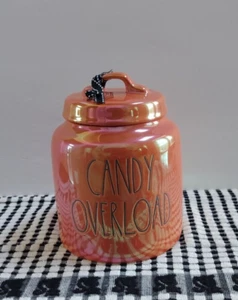Rae Dunn Halloween Kanister ""CANDY OVERLOAD"" schillernd orange Neu mit Etikett - Bild 1 von 4