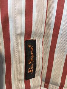 Ben Sherman LongSleeve Red  Soft Blue White Stripped  Business  Shirt XX Large