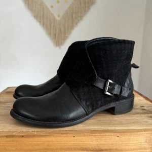 Barneys New York Co-Op Black Leather Quilted Suede Silver Buckle 90s Ankle Boot - Picture 1 of 18