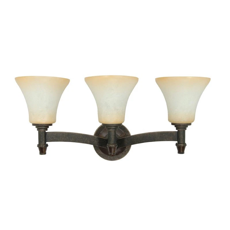 Golden Umber And Burnt Sienna Glass Dimmable LED 3 Light Bath  Orig $275 - Image 1 of 1