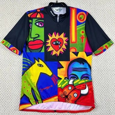 Camiseta deportiva de ciclismo Sugoi vintage de los 90 para hombre 2XL media cremallera Joe promedio arte Picasso AOP Foto 1 de 4
