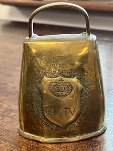 Alte Messing Glocke Norwegen Harold V von Norwegen Wappen, um 1880 Fleur-de-lis RAR - Bild 1 von 7